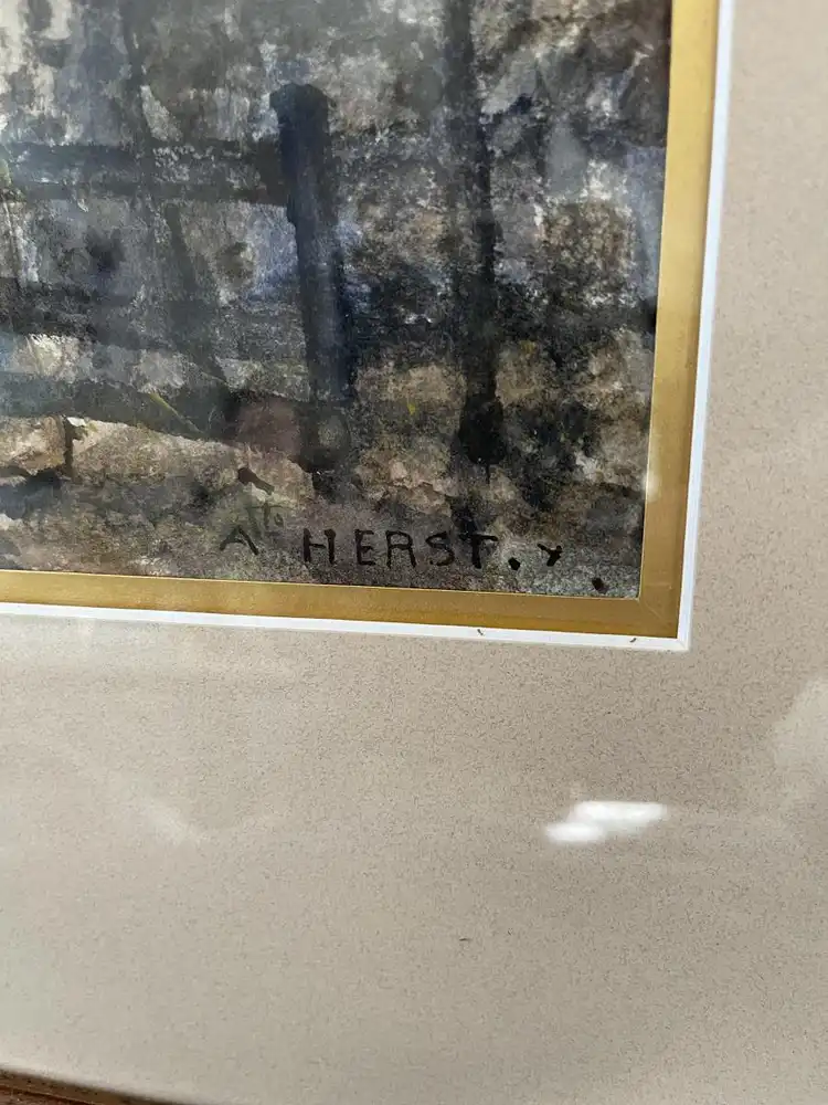 Antikes Aquarell, von Auguste Herst, Frankreich 19. Jahrhundert  5