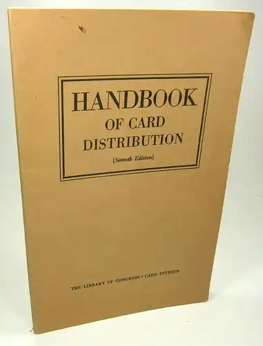 Cronin, John W. (Vorwort): Handbook of Card Distribution. 