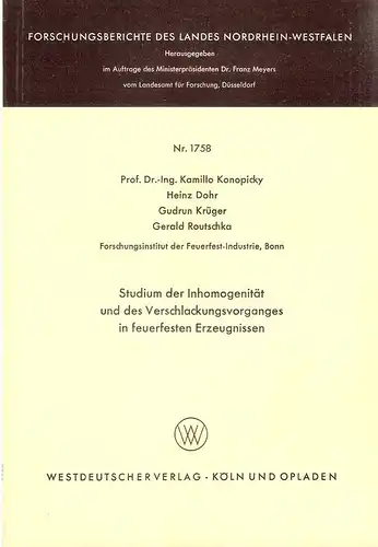 Konopicky, Kamillo: Studium der Inhomogenität und des Verschlackungsvorganges in feuerfesten Erzeugnissen. (Nordrhein-Westfalen: Forschungsberichte des Landes Nordrhein-Westfalen ; Nr. 1758). 