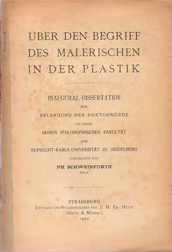 Schweinfurth, Philipp: Über den Begriff des Malerischen in der Plastik. . 