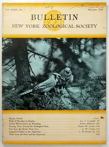Div. Autoren: Bulletin New York Zoological Society. Vol. XXXIX, No. 3, May-June, 1936. 