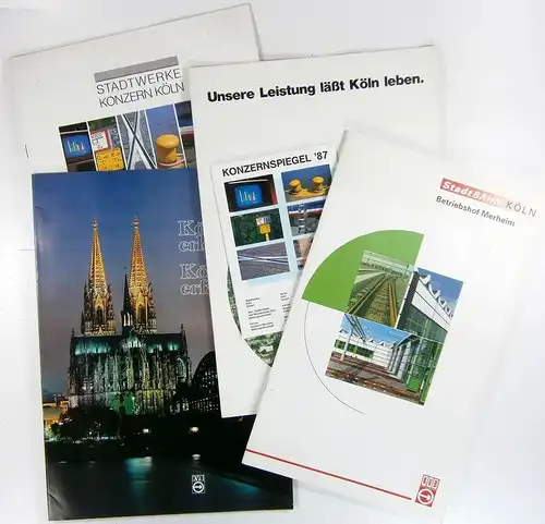 Stadtwerke Köln (Hrsg.): 4 Broschüren + Konzernspiegel '87. 1. Unsere Leistung läßt Köln leben. Ca. 14 S. 2. Köln erleben   Köln erfahren. 31.. 