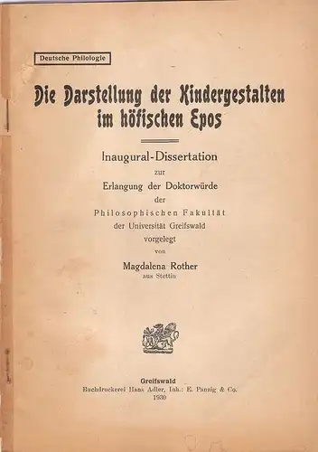 Rother, Magdalena: Die Darstellung der Kindergestalten im höfischen Epos. . 