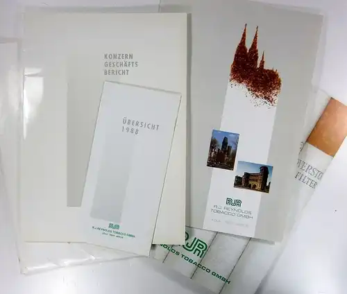 R. J. Reynolds Tobacco GmbH (Hrsg.): Präsentationsmappe mit: Konzern-Geschäftsbericht 1988, 58 S.6seitige Übersicht8seitiges Faltblatt16seitige Broschüre. 