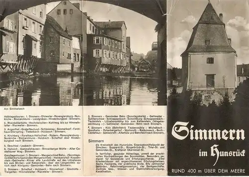 (Ohne Autor): Simmern im Hunsrück. Rund 400 m über dem Meere. (Reiseprospekt, ca. 1939). 