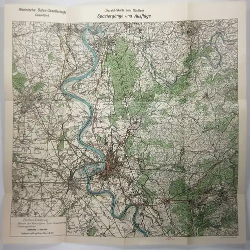 Ohne Autor: Karte zum Büchlein: Spaziergänge und Ausflüge. C. G. Blanckertz, Düsseldorf. Maßstab: 1:100 000. 