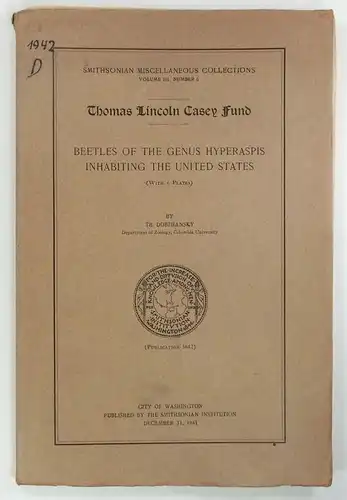 Dobzhansky, Th: Beetles of the Genus Hyperaspis inhabiting in the United States. Thomas Lincoln Casey Fund. (Smithsonian Miscellaneous Collections, Volume 101, Number 6.). 