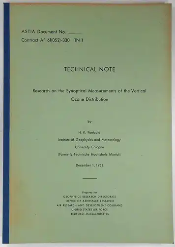 Paetzold, H. K: Technical Note. Research on the Synoptical Measurements of the Vertical Ozone Distribution. 