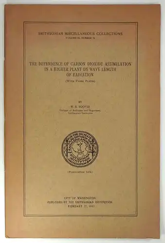 Hoover, W. H: The dependence of carbon dioxide assimilation in a higher plant on wave length of radiation. (Smithsonian Miscellaneous Collections, Volume 95, Number 21). 
