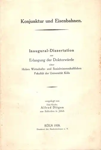 Ditgen, Alfred: Konjunktur und Eisenbahnen. 