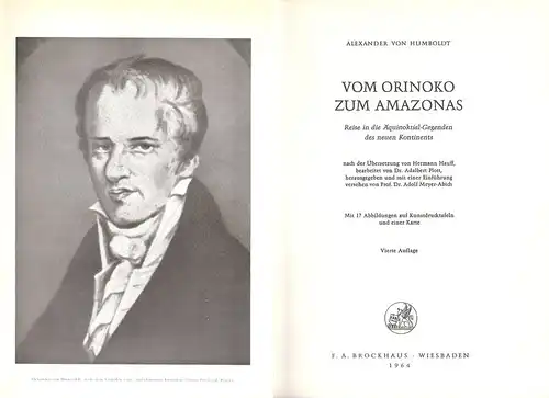 Humboldt, Alexander von: Vom Orinoko zum Amazonas. Reise in d. Äquinoktial-Gegenden d. neuen Kontinents. (Klassiker der Entdeckung). 