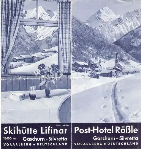 (Ohne Autor): Post-Hotel Rößle, Skihütte Lifinar. Gaschurn - Silvretta, Vorarlberg, Deutschland. 