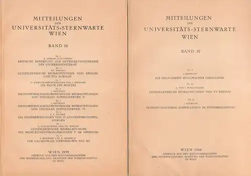 Universitäts-Sternwarte Wien (Hrsg.): Mitteilungen der Universitäts-Sternwarte, Wien. Band 10 (in 2 Bde.), 1959. 
