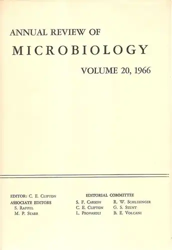 (Div. Autoren): Annual review of microbiology. Vol. 20, 1966. 