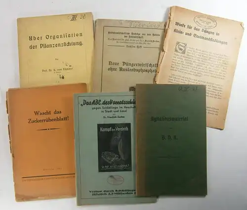 Zacher, Friedrich u.a: Konvolut "Pflanzen und Pflanzenschutz"   6 Titel:1. Friedrich Zacher: "Das ABC des Vorratsschutzes" gegen Schädlinge im Haushalt in Stadt und Land.. 