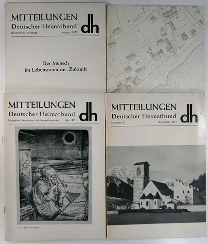 Krimphove, A. (Schriftleiter): 4 x "Mitteilungen Deutscher Heimatbund".Nummer 9 - Juli 1974.Nummer 8 - November 1971.Sonderheft: Was fordert die Umwelt von uns? - Nov. 1971.Sonderheft: Freiburg. August 1970. 