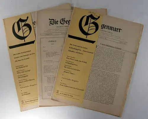 Brück, Max von / Michael Freund / Robert Haerdter: Die Gegenwart. 3 Hefte: Nr. 247 (November 1955) + Nr. 263 (Juni 1956) + Nr. 271 (Oktober 1956). 