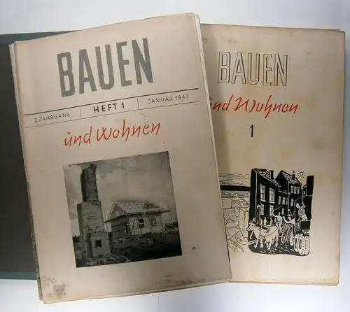Tress, Josef (Schriftleitung): Bauen und Wohnen. Zeitschrift für das gesamte Bauwesen. Nummer 1-12 /1947 (9 Hefte) + Nummer 1-12 /1948 (9 Hefte) - 2 komplette Jahrgänge. 