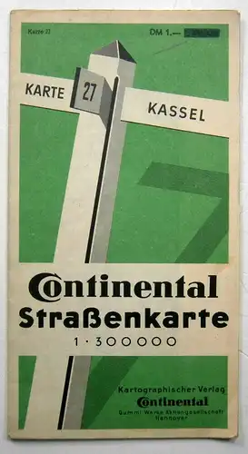 Continental Caoutchouc-Compagnie (Hg.): Continental - Strassenkarte für Rad- und Kraftfahrer. Karte 27: Kassel. Maßstab 1:300 000. 