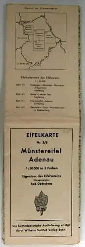 Eifelverein Bad Godesberg (Hg.): Münstereifel - Adenau. Eifelkarte Nr. 3/6. 1:50 000 in 5 Farben. 