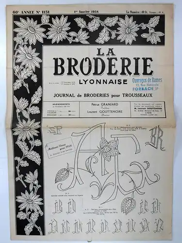 Granjard, Pétrus / Gouttenoire, Laurent: La Broderie Lyonnaise. Journal de Broderies pour Trousseaux. No. 1151 - 1er Janvier 1958. 