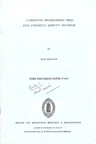 Weinrich, Gerd: A prototype macroeconomic model with stochastic quantity rationing. (Discussion paper ; No. 8417). 