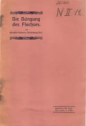 Kuhnert: Die Düngung des Flachses. 