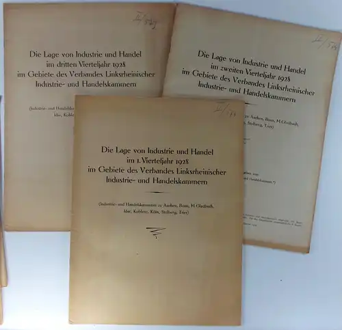 Verband der linksrheinischen Industrie- und Handelskammern (Hg.): Die Lage von Industrie und Handel (im 2. Vierteljahr 1927) im Gebiete des Verbandes linksrheinischer Industrie- und Handelskammern. (Industrie- und Handelskammern zu Aachen, Bonn, M.Gladbac