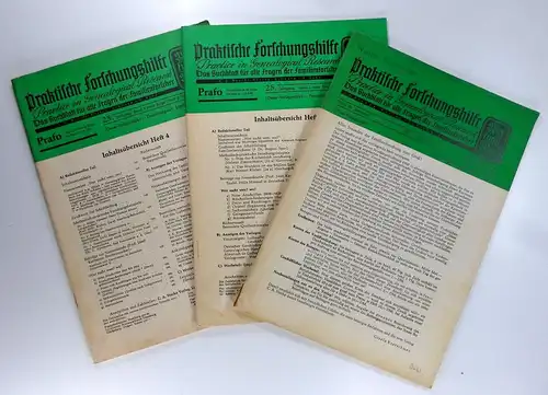 Div. Autoren: Praktische Forschungshilfe. Practice in Genealogical Research. Das Suchblatt für alle Fragen der Familienforscher. Prafo. Hefte 7/1957, 2+4/ 1959. 