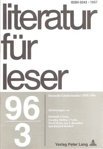 (Div. Autoren): Deutsche Liedermacher 1970 - 1996. (Literatur für Leser. 3 / 1996). 
