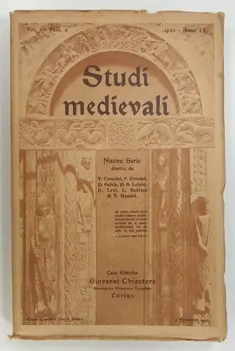 Crescini, V. u.a: Studi medievali. Nuova Serie. Vol. 3 - Fasc. 2 - 1930. 
