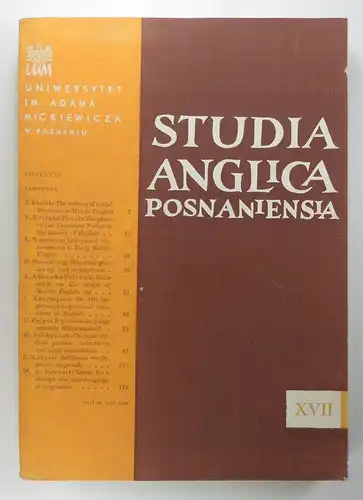 Fisiak, Jacek (Edit.): Studia Anglica Posnaniensia. An international review of English studies. Volume 17. 