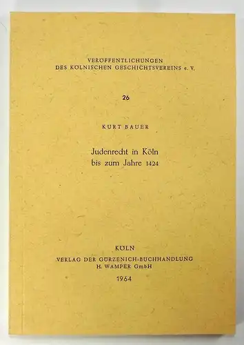Bauer, Kurt: Judenrecht in Köln bis zum Jahre 1424. (Veröffentlichungen des Kölnischen Geschichtsvereins, 1964). 
