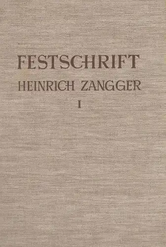 (Div. Autoren): Festschrift Heinrich Zangger. I. Bd.1. (apart). Gerichtliche Medizin, Vergiftungen, Gewerbepathologie, Berufskrankheiten, Unfallmedizin, Medizin und Recht. 