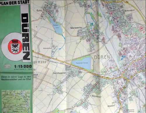 Stadt Düren, Vermessungsamt (Hg.): Plan der Stadt Düren. 1:15 000. Stadtkern 1:7500. 