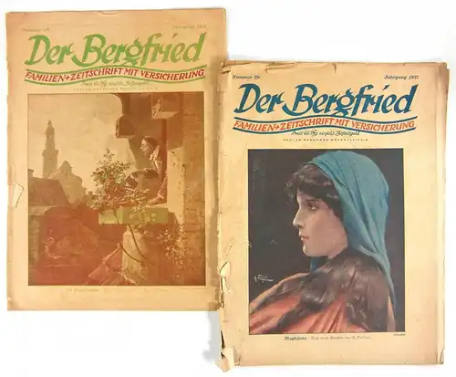 Braunschweigische Lebensversicherungsbank (Hg.): Der Bergfried. Familien-Zeitschrift mit Versicherung. Hefte 28 + 34 + 37 + 38 / 1927. Hefte 28 und 38 mit Schnittmusterdoppelbogen. 
