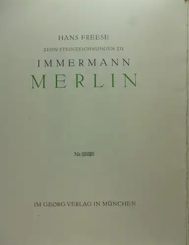Freese, Hans: Zehn Steinzeichnungen zu Immermann Merlin. 