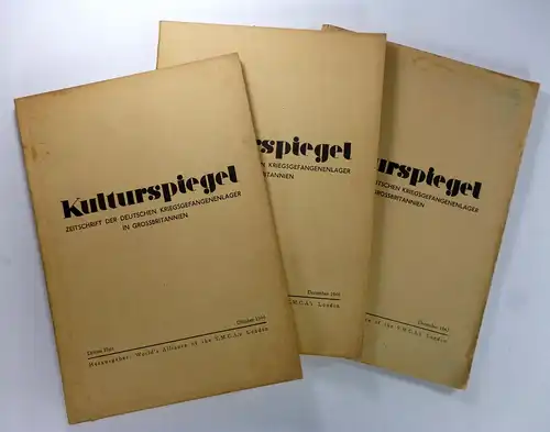 World's Alliance of the Y.M.C.A.'s (Hg.): 3 x Kulturspiegel. Zeitschrift der deutschen Kriegsgefangenenlager in Grossbritannien. 3.+4. Heft 1946, 8. Heft 1947. 