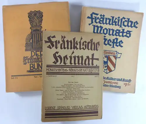 Spindler, Lorenz / Schreckenbach, Walther Günther (Hg.): Konvolut "Franken" - 17 Hefte: 1. Fränkische Heimat. Monatsblätter für fränkische Natur und Kultur.1927:Heft 1, 32 S.Heft 2...