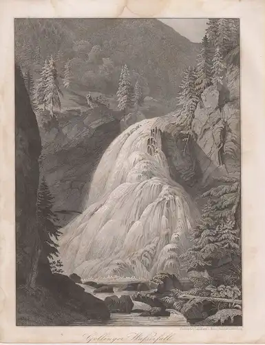 (Ohne Autor), Gollinger Wasserfall. Golling. Salzburg. Salzach-Tal. (Stahlstich von 1848)