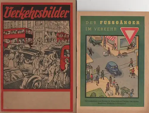 Schmidt, Richard: Verkehrsbilder. Eine Lehrfibel zum Erlernen d. Verkehrsregeln u. zum Bestehen d. Prüfung. Beiliegend:  Der Fußgänger im Verkehr. 8 S., mit farbigen Abb. 