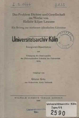 Kötz, Günter: Das Problem Dichter und Gesellschaft im Werke von Halldór Kiljan Laxness: ein Beitrag zur modernen isländischen Literatur. (Beiträge zur deutschen Philologie ; 35).