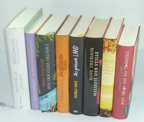 Hosseini /Larsson / Obama (u.a.): 7 Romane + Biographie. Konvolut:1. Hosseini, Khaled: Tausend strahlende Sonnen. Berlin, Bloomsbury, 9. Aufl. 2008. 381 S.2. Larsson, Morgan: Acht.. 