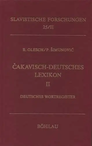 imunovic, Petar / Olesch, Reinhold (Hrsg.): Cakavisch-deutsches Lexikon. Teil 2., Deutsches Wortregister. 