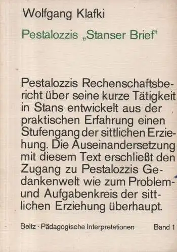 Klafki, Wolfgang: Pestalozzis "Stanser Brief": eine Interpretation. 