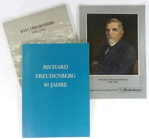 Freudenberg, Hermann Ernst & Söhne: Konvolut "Freudenberg"   3 Titel:1. Hermann Ernst Freudenberg. 1856 1923. Sondernummer der Werkszeitung "Der Freudenberger". Ca. 20 S. mit.. 