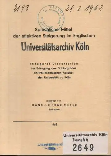 Meyer, Hans-Lothar: Sprachliche Mittel der affektiven Steigerung im Englischen. (Diss.). 