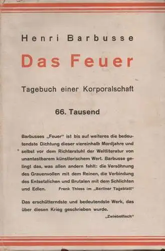 Barbusse, Henri: Das Feuer. (Tagebuch einer Korporalschaft). 