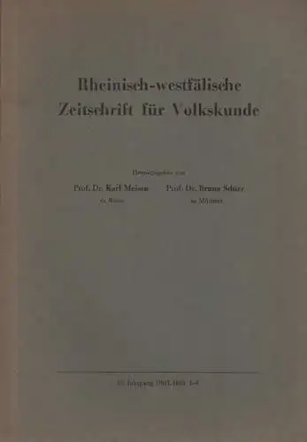 Meisen, Karl / Schier, Bruno (Hrsg.): Rheinisch-westfälische Zeitschrift für Volkskunde", 10.1963. Bd.1 - 4 (in 1 Bd.). 