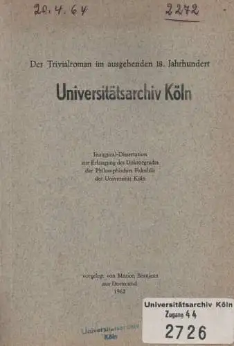 Beaujean, Marion: Der Trivialroman im ausgehenden 18 Jahrhunderts. (Disertation). 